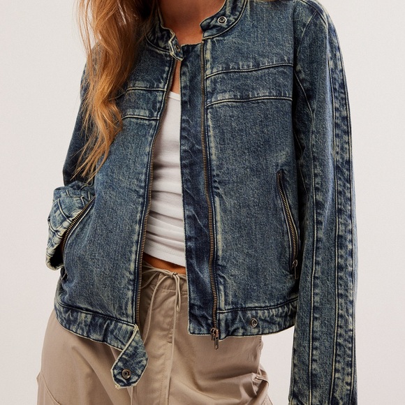 We The Free Jackets & Blazers - We The Free Fast Lane Denim Moto Jacket